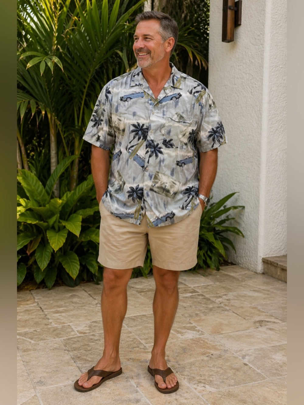 Pendleton Shirt Men's XL Tropical Car Hawaiian Graphic Short Sleeve Button-Up